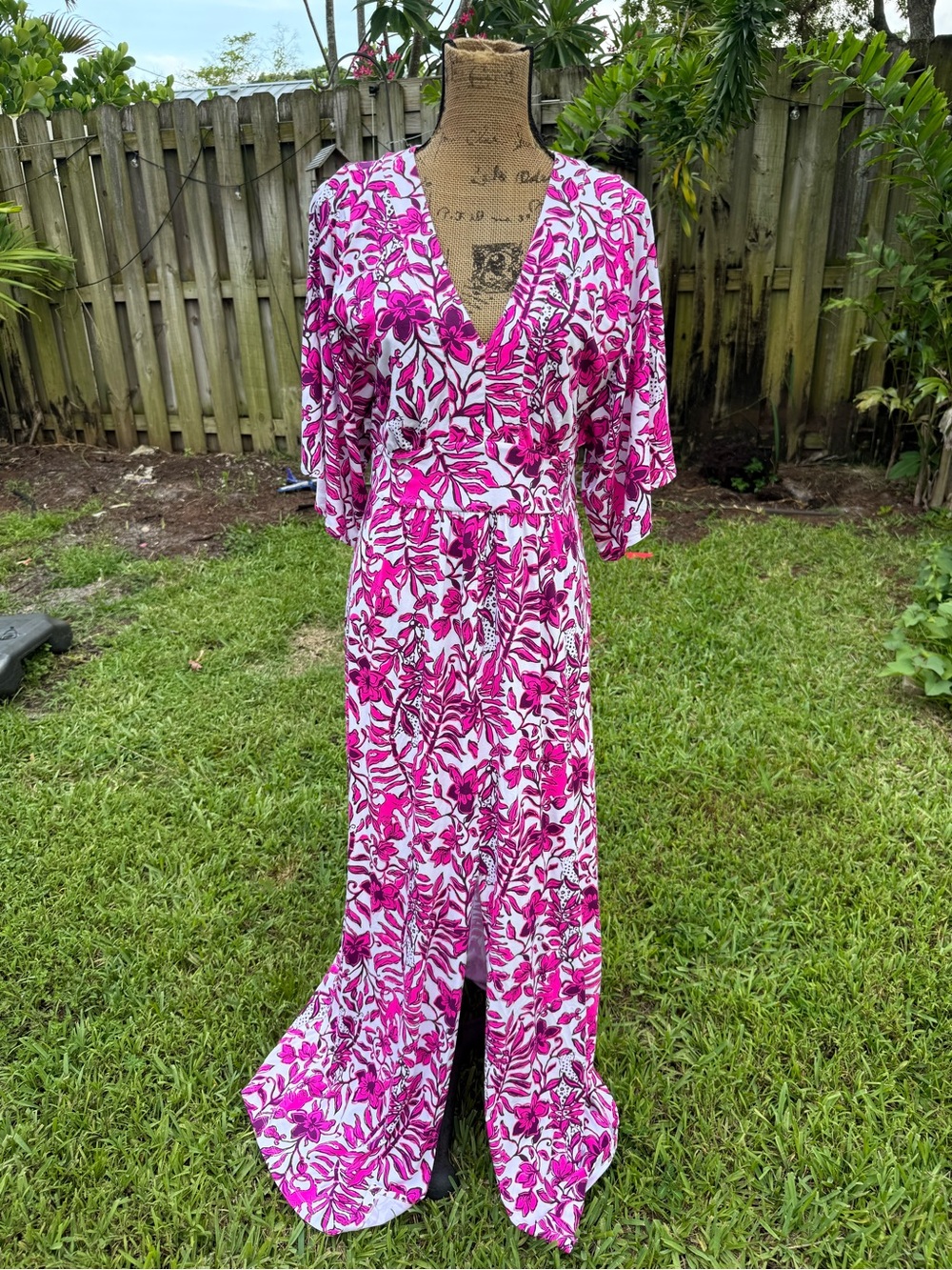 Lilly Pulitzer Pink & White Floral Wrap Maxi Dress like new